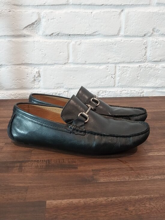 Saks Fifth Avenue Shoes Mens 10 M Black Leather Driving Loafers Slip On Comfort. main image 12
